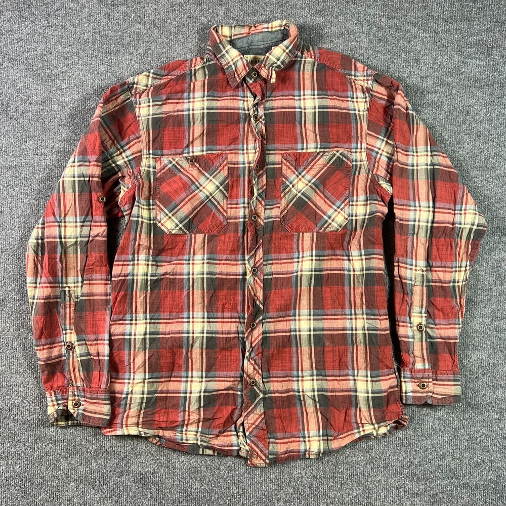 RedHead Flannel Shirt Mens Medium Multicolor Plaid Button Front Utility Workwear